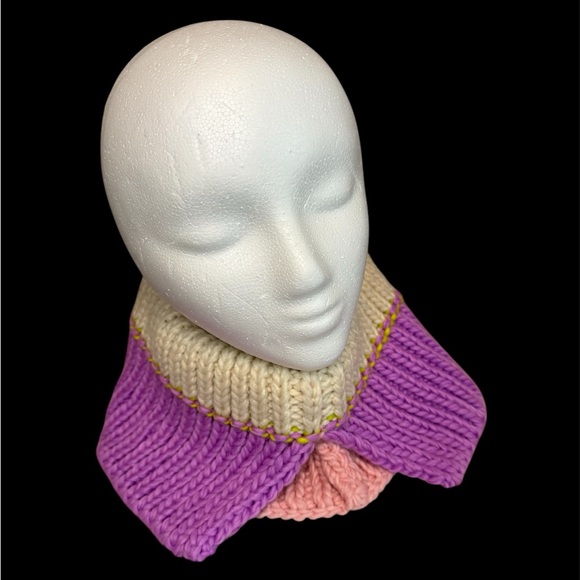 Accessories - Purple Cream Pink Stripe Striped Infinity Winter Scarf Collar NWT reversible